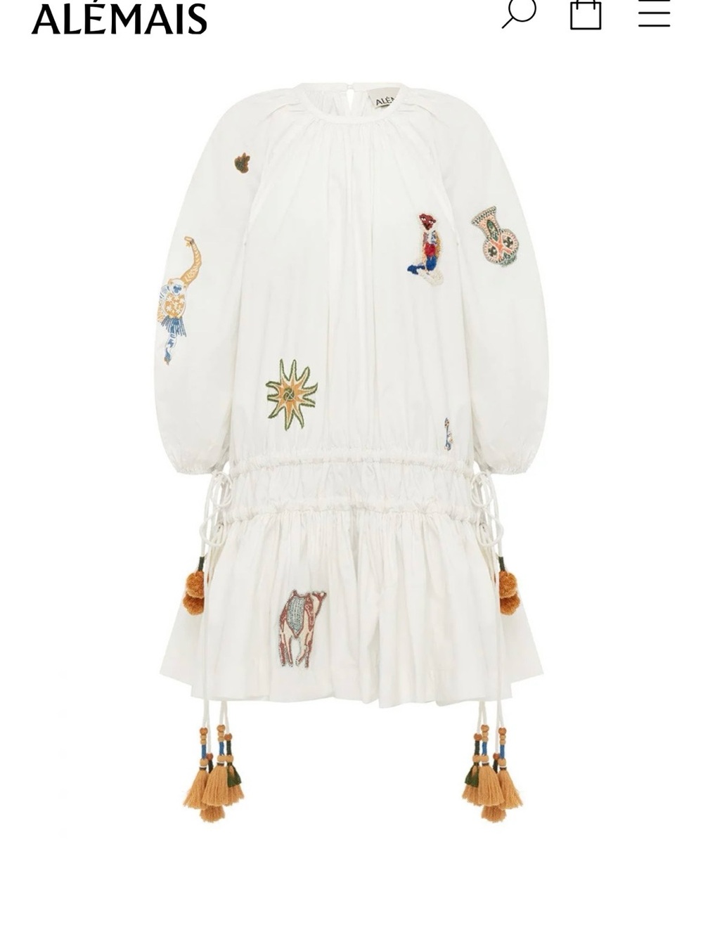 Alemais White Embroidered Mini Dress
